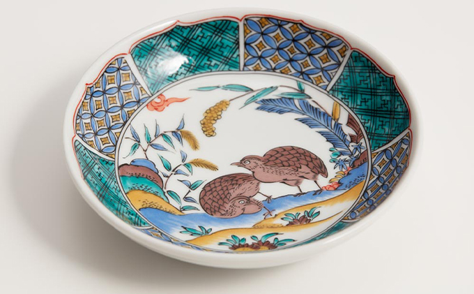九谷焼 4.2号皿揃 古九谷風名品絵変わり（5枚セット） a01 焼き物 民芸品 工芸品