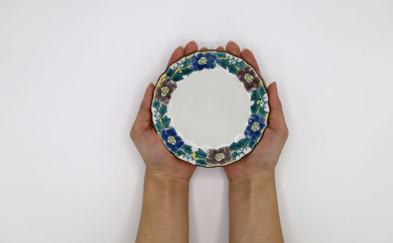 九谷焼 4.5号皿揃・吉田屋牡丹(5枚組)