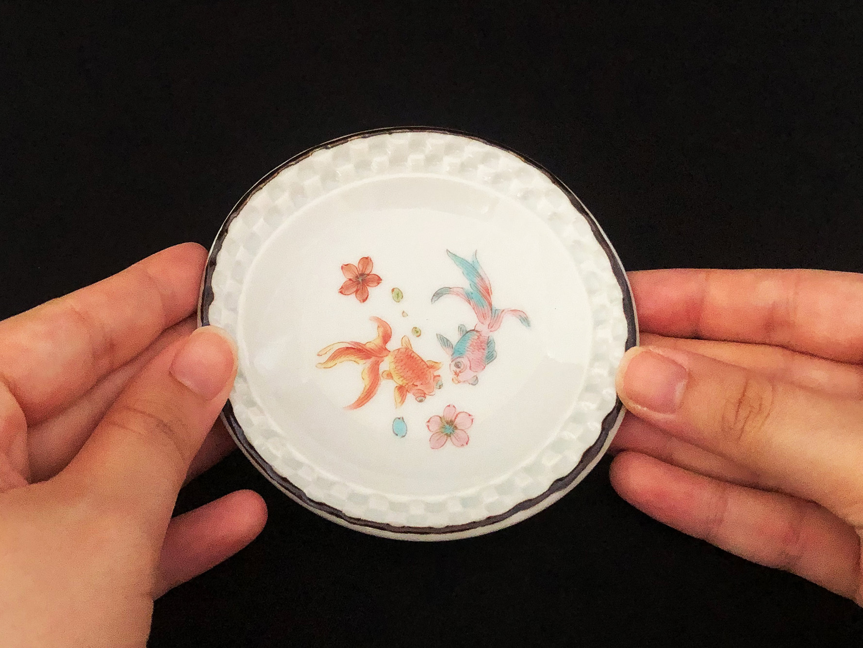 九谷焼　3.2号皿揃　金魚 （５枚セット）a01