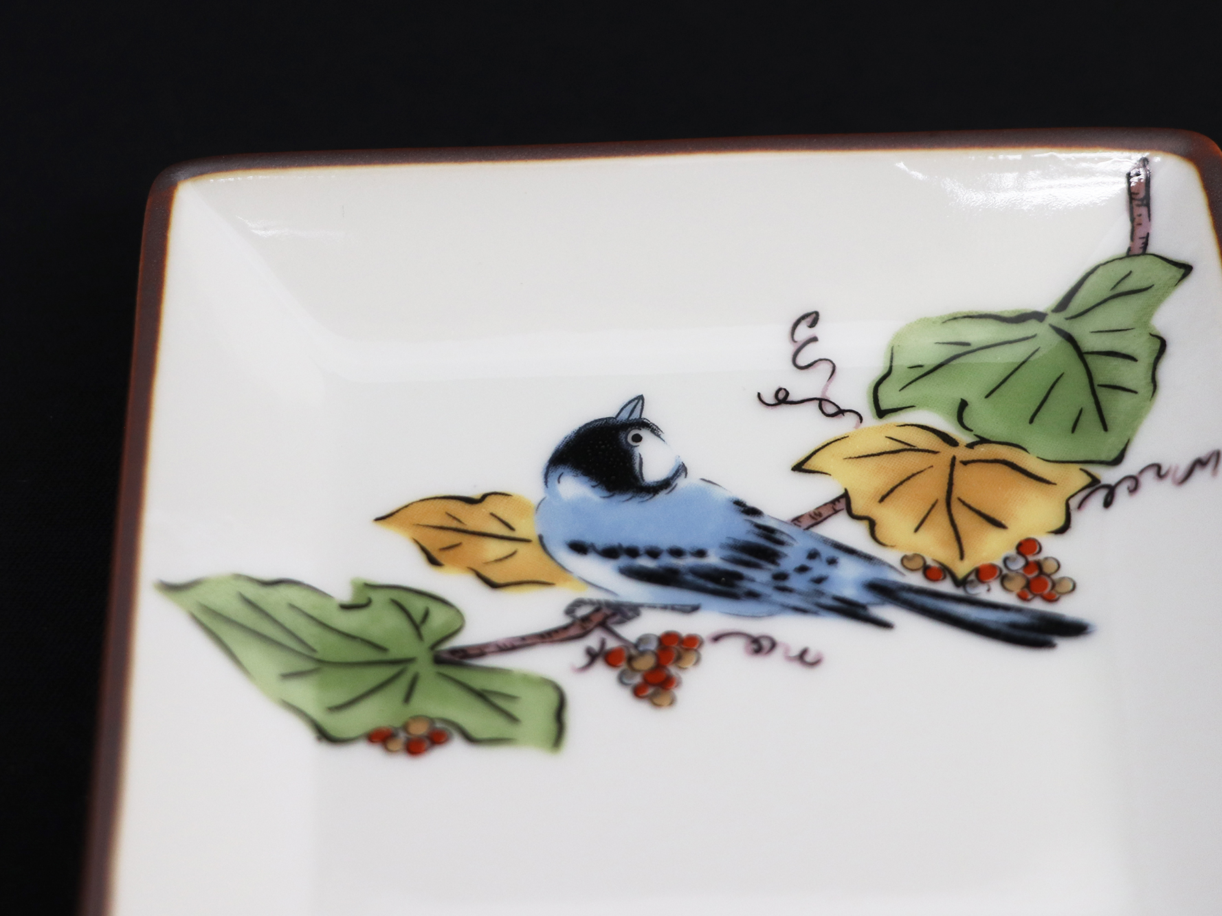 九谷焼　3号皿揃　ぶどうに鳥 （5枚セット）a01