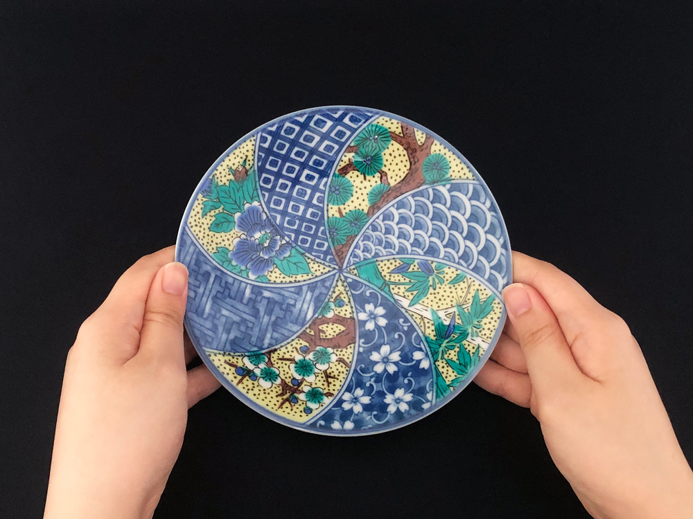 九谷焼　5.5号皿揃　吉田屋松竹梅 （5枚セット）a01