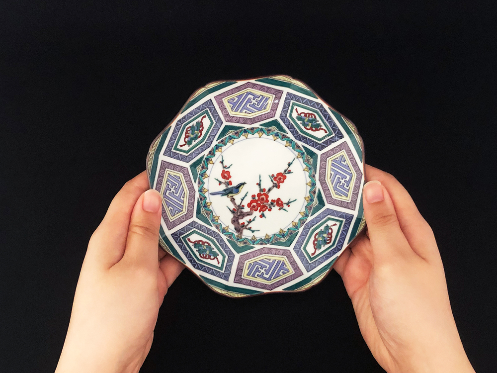 九谷焼　5号皿揃　古九谷風 （5枚セット）a01