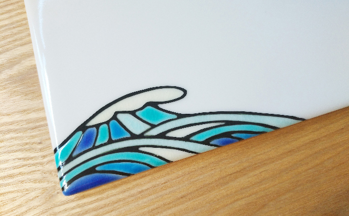 九谷焼 表札「プルメリアサーフ」 糠川孝之作