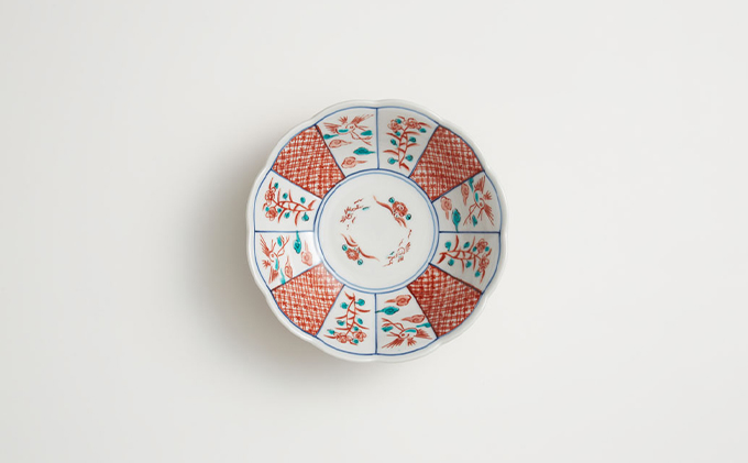 九谷焼　5号小鉢揃　赤絵小紋 a01 工芸品
