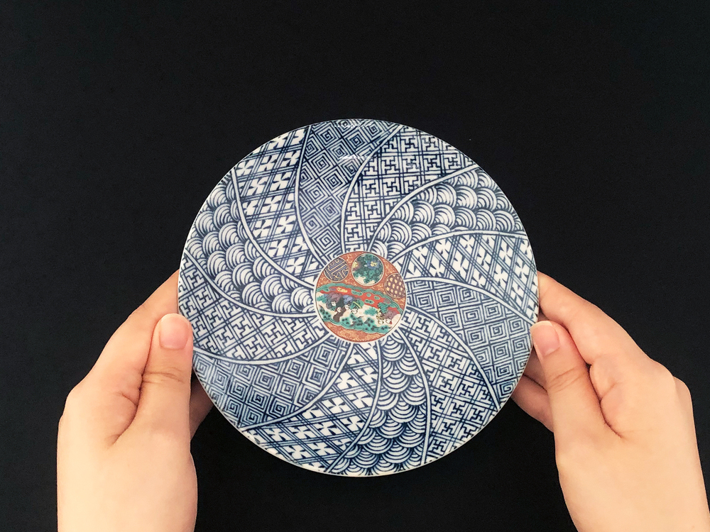 九谷焼　5.2号皿揃　時代画 （5枚セット）a01