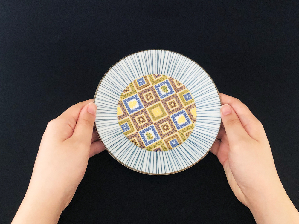 九谷焼　5.2号皿揃　石畳 （5枚セット）a01 食器 キッチン雑貨 キッチンアイテム 雑貨 小物 お皿 丸皿 食卓 テーブルコーディネート