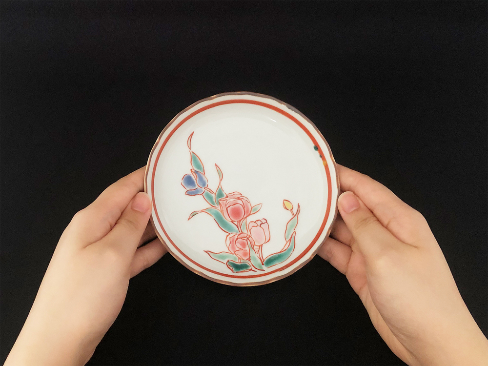 九谷焼　4.5号皿揃　草花絵変り （5枚セット）a01