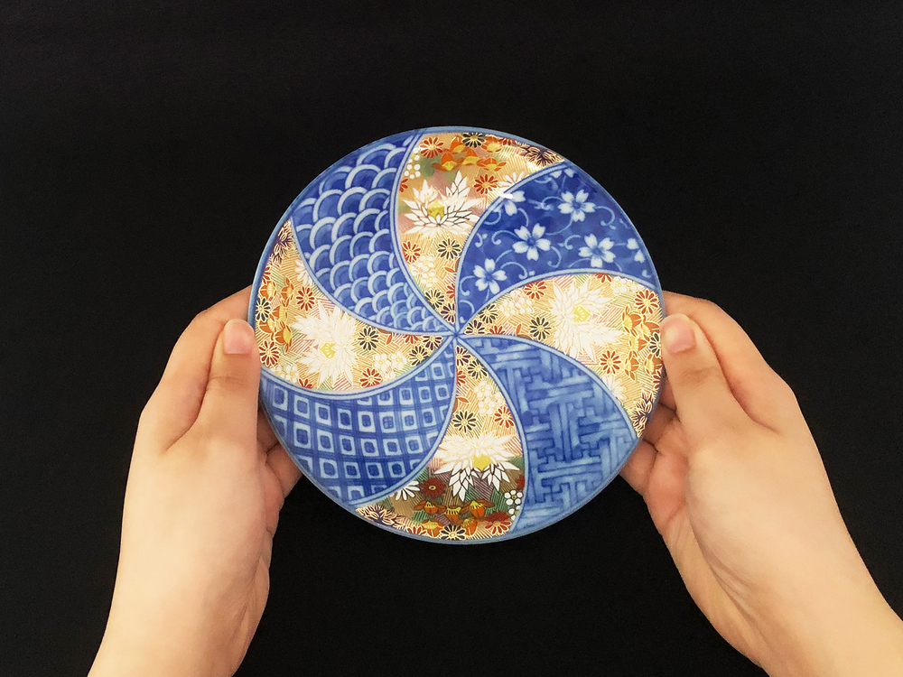 九谷焼　5.5号皿揃　金花詰 （5枚セット）a01