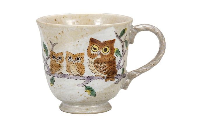 九谷焼　 マグカップ　ふくろう　a04