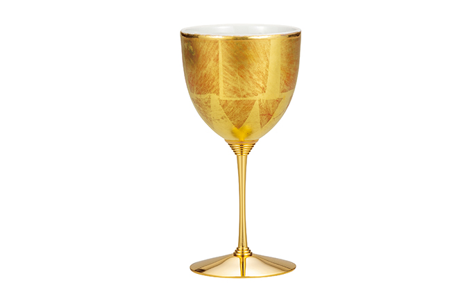 九谷焼　 ワインカップ　金箔彩赤　a04