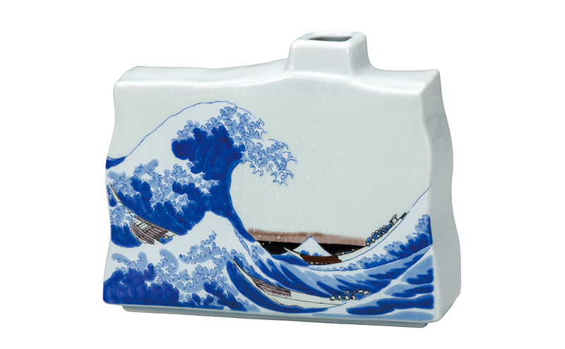 九谷焼　5号一輪生　北斎神奈川沖浪裏