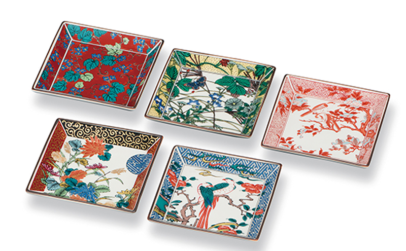 6号皿揃　歴代画 民芸品 工芸品 雑貨 食器 角皿 お皿 プレート キッチン雑貨 キッチン用品