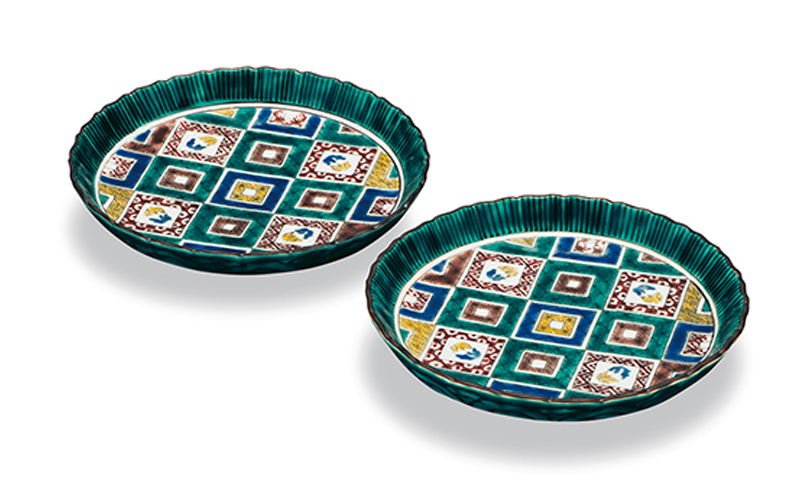 ペア5.5皿　石畳の図 民芸品 工芸品 雑貨 食器 丸皿 お皿 プレート キッチン雑貨 キッチン用品