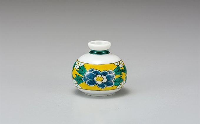 九谷焼　1.8号小つぼ花生・吉田屋牡丹