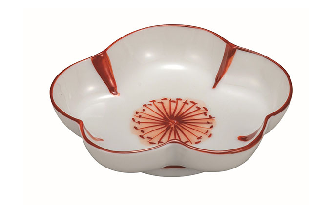 九谷焼　3.5号皿・赤絵花文 5枚セット a01 民芸品 工芸品 焼き物 食器