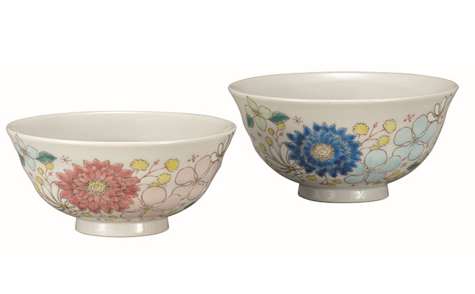 九谷焼　組飯碗・花はな（2個セット）