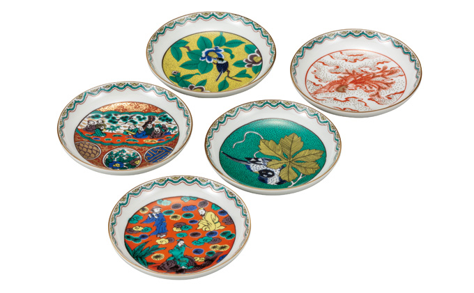 九谷焼　4.2号皿揃　時代絵 （5枚セット）a01