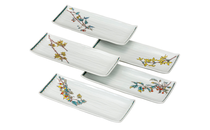 九谷焼　9号皿揃　果実絵変り （5枚セット）a01