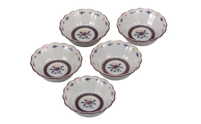 九谷焼　 2.5号小鉢揃　小花文　a01