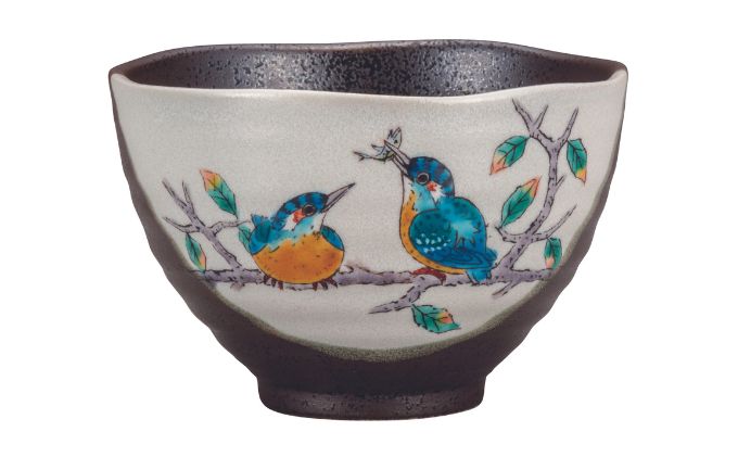 九谷焼　 茶漬碗　かわせみ　a02