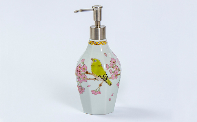 九谷焼ソープディスペンサー（8角）目白（めじろ）