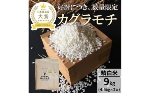[日本農業賞大賞]もち米9kg(4.5kg×2袋)精白米(カグラモチ) 有限会社 岡元農場