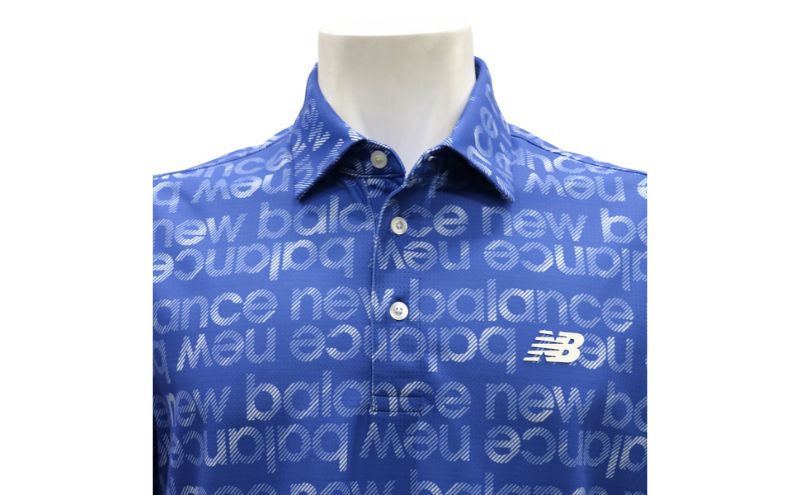 ニューバランスゴルフ ウェア 半袖 ポロシャツ メンズ 通気性 ブルー 012-6168007 Mサイズ