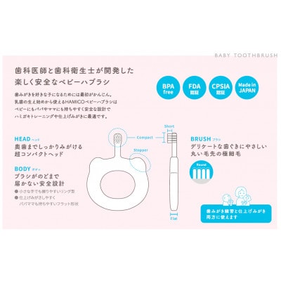 歯科医師が設計したベビーハブラシ　HAMICO (ANIMALSセット)【プレゼントにも】