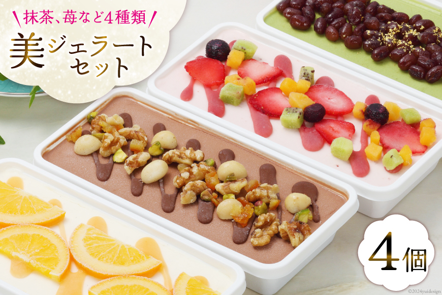 アイス 美・ジェラートギフトセット 500ml×4個 [アーリオ・オーリオ 石川県 津幡町 28ae0002] アイスクリーム ジェラート スイーツ デザート 詰め合わせ セット バニラ オレンジ チョコ ナッツ 苺 抹茶 小豆 大納言