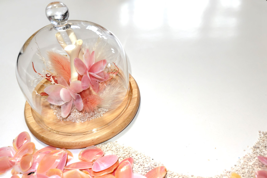 さくら貝華やぎクリスタルドーム [桜貝小貝くらふと 石川県 志賀町 AH4119] クリスタルドーム 雑貨 置き物 さくら貝 桜貝 かわいい ハンドメイド