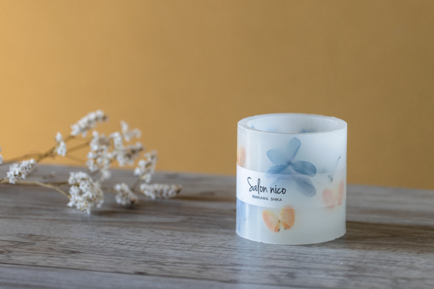 雑貨 さくら貝キャンドルランタン 8cm×8cm×8cm 150g [Salon nico 石川県 志賀町 BU4007] ろうそく不要 電池式 プリザーブドフラワー 癒し