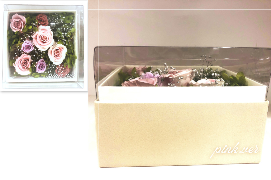 花 プリザーブドフラワー 四角クリアボックス [littleprincess