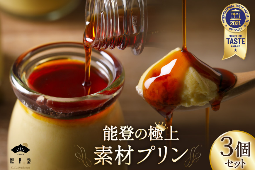 能登の極上素材プリン3個セット（プリン3個×シロップ1本） [宝達山本舗松月堂 石川県 宝達志水町 38600452]