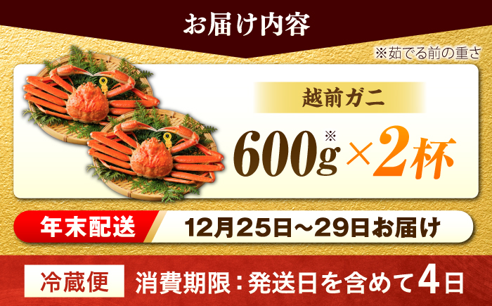 【先行予約/12月25日より順次発送】【年末希望】 越前がに 600ｇ×2杯 ズワイガニ ずわいがに ボイル 冷蔵 小浜市 / まるほ商店 【配送不可地域：北海道・沖縄・離島】[BFCS034]