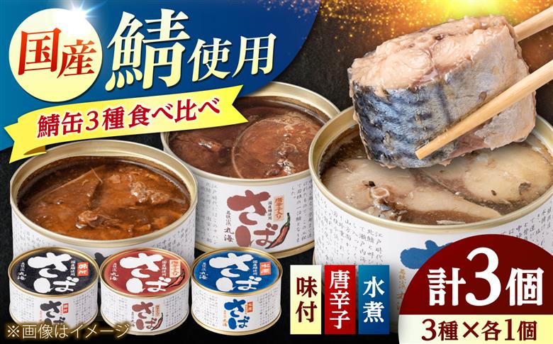 【新商品】国産鯖缶食べ比べセット(3種入) さば缶 サバ缶 鯖 サバ さば  小浜市/小浜海産物  [BFAA171]