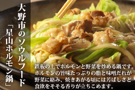 ホルモンの老舗 六間星山の「鉄板で蒸し焼きホルモン鍋」ホルモン500ｇ味付け（2人前）[A-026006]