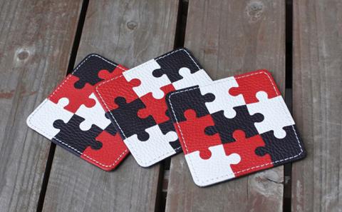 本革パズルコースター（3枚セット）Ｂ