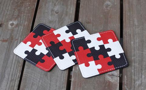本革パズルコースター（3枚セット）Ｃ