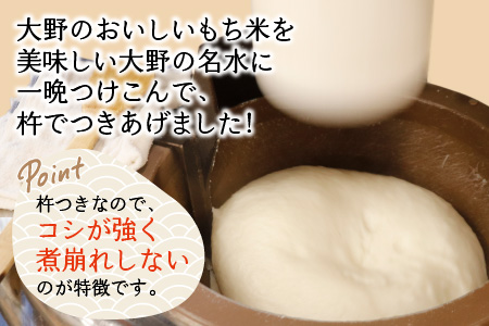 杵つきもち「白餅＆まぜ餅」計16個 きな粉付き～大野のお米と名水でつきあげた手造りのお餅～ 保存料 香料 不使用[A-035012]