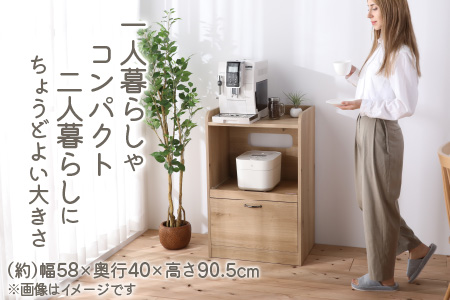 【３色から選べる】【 完成品 】キッチン収納 ミニ レンジ台 高さ90cm 幅58cm ロータイプ 2口コンセント付き（グリーン）
