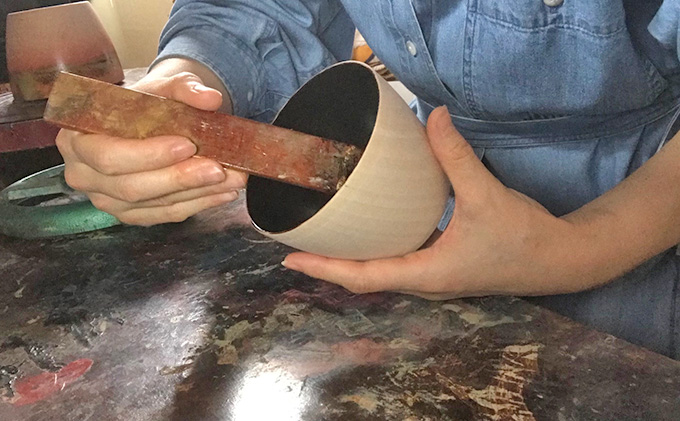 フリーカップ　しのぎ艶消透焦茶色[B-028001]