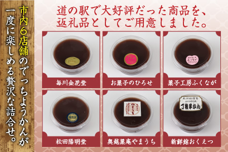 【先行予約】越前大野の水ようかん「でっちようかん味めぐりセット」6店舗の食べ比べ 6個×1箱 [A-014003]