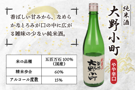 越前大野の地酒「荒島岳純米酒」「大野小町」720ml × 2本[A-052001]