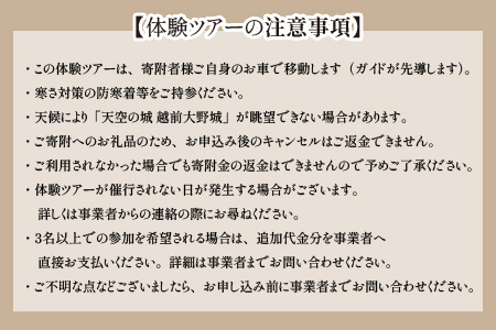 【朝食付き】天空の城 越前大野城眺望と朝のごっつお（2名様分）[D-006004]