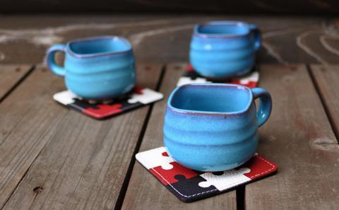 本革パズルコースター（3枚セット）Ｃ