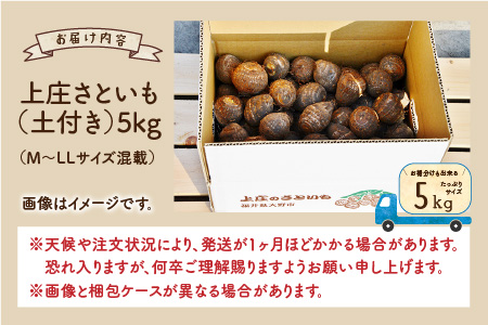 【先行予約】【3月発送分】上庄さといも5kg 日本一の味をめざし、有機肥料配合、減農薬栽培の「独自栽培」で作る里芋