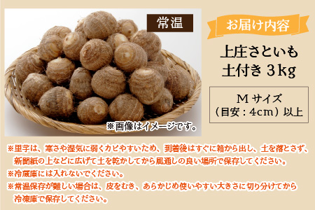 【先行予約】【10月発送分】上庄さといも 3kg 減農薬・減化学肥料の特別栽培里芋 農家直送