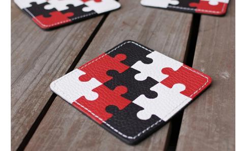 本革パズルコースター（3枚セット）Ａ