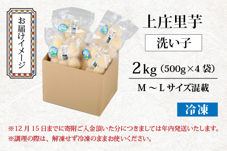 【皮むき不要】減農薬・減化学肥料の特別栽培里芋 上庄里芋 冷凍 洗い子 2kg（500g×4袋）【10月～年内出荷】