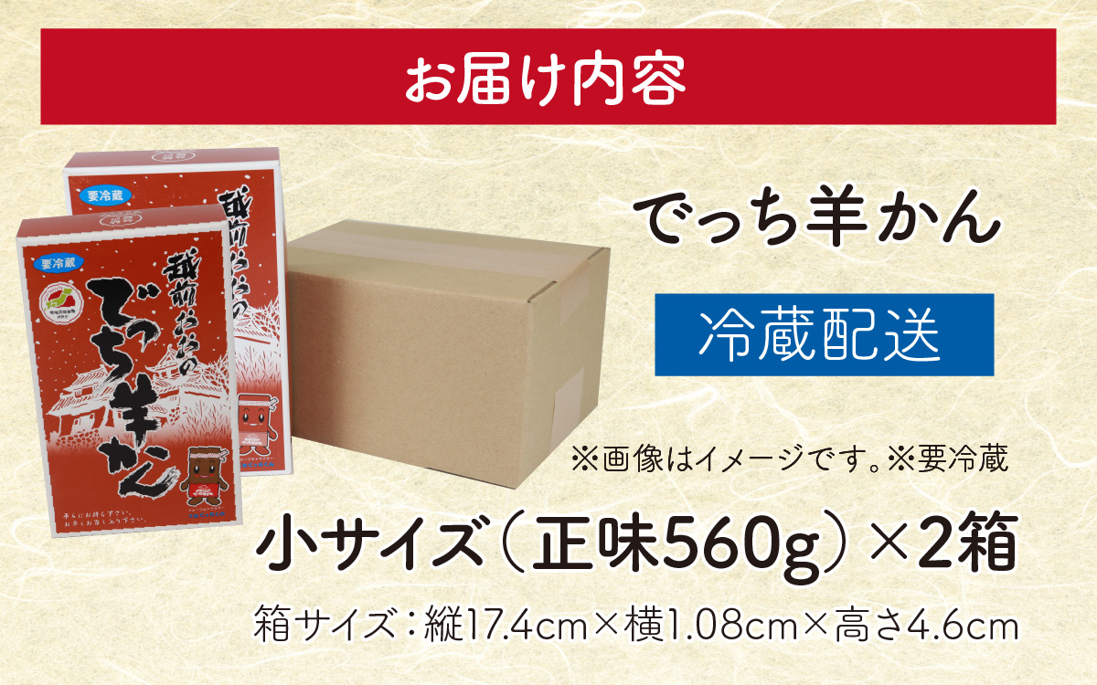 福井県大野市 冬の名物 でっち羊かん（手作り菓子 陽明堂 水ようかん）小サイズ（正味560g）×2箱